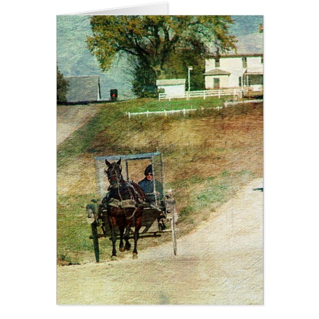 Cartão Três Buggies Amish (Frente)