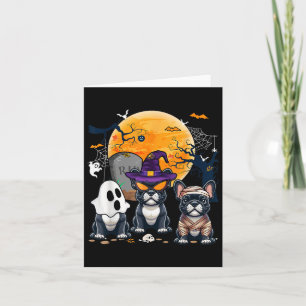 Cartão Três Bulldog Francês de Halloween Cosplay Witch Gh