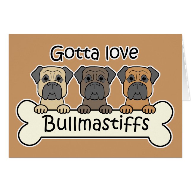Cartão Três Bullmastiffs (Frente horizontal)