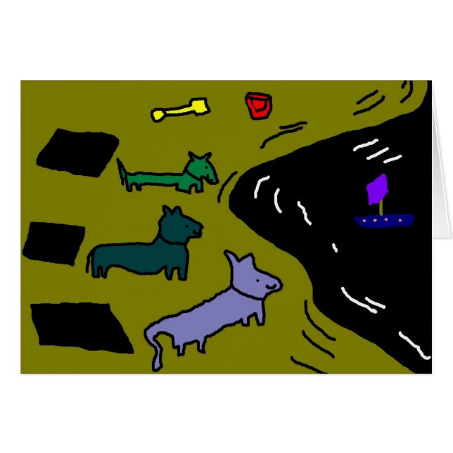 Cartão Três cães engraçados... (Frente horizontal)