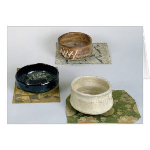 Cartão Três chawans usados para cerimônias de chá, c.1800