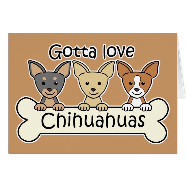 Cartão Três chihuahuas (Frente horizontal)