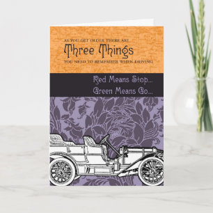 Cartão Três coisas para lembrar enquanto dirigia
