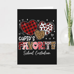Cartão Três Corações Favorito do Cupido Zelador da Escola