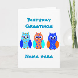 Cartão Três corujas em vários produtos