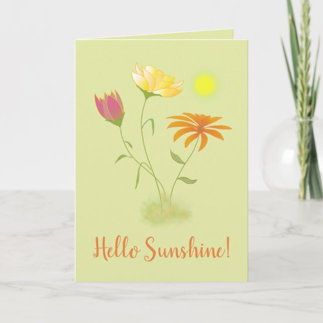 Cartão Três Flores no Sol - transparente + texto. (Frente)