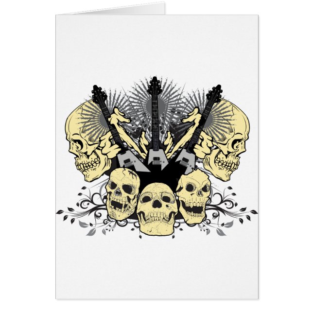 Cartão Três guitarra com crânios (Frente)