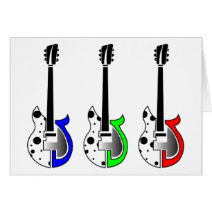Cartão Três guitarra elétricas - pop art de néon