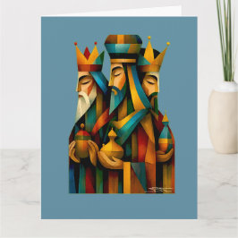 Cartão Três Homens Sábios Arte Abstrata de Natividade