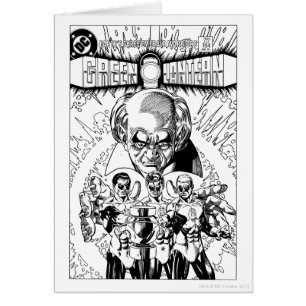 Cartão Três Lanteras Verdes Cobrir em Quadrinhos, Preto e