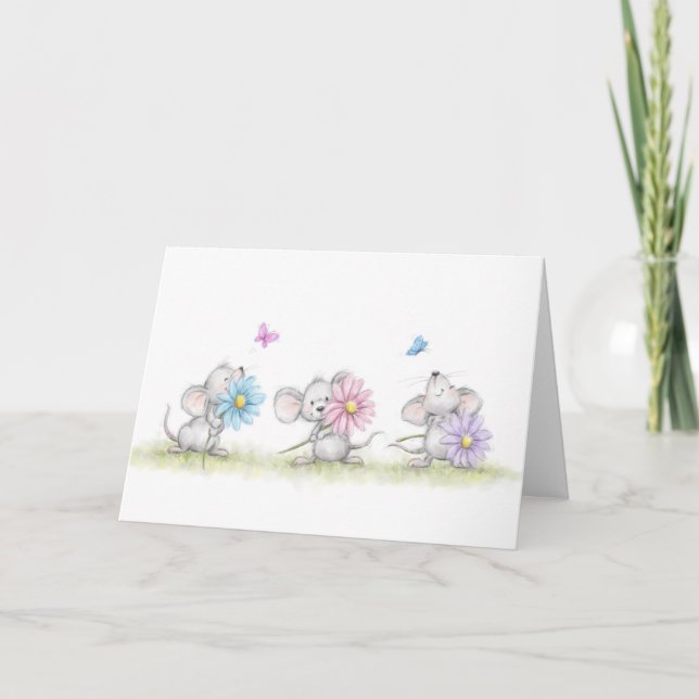 Cartão três matizes com flores (Frente)