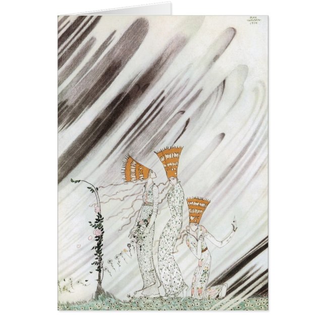 Cartão Três princesas na Montanha Azul por Kay Nielsen (Frente)