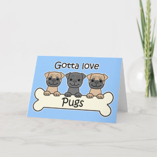 Cartão Três Pugs