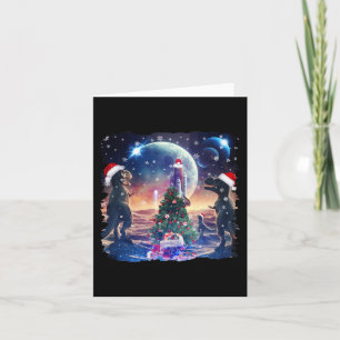 Cartão Três Rex Moon 3 Dinos Uivando Estranho Cristo Amal