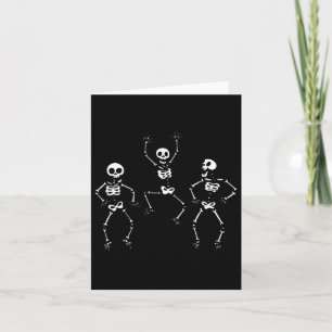 Cartão Três Skeletons Engraçados Dançantes Halloween