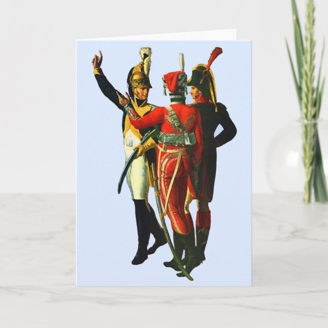 Cartão três soldados franceses cerca de 1800 (Frente)