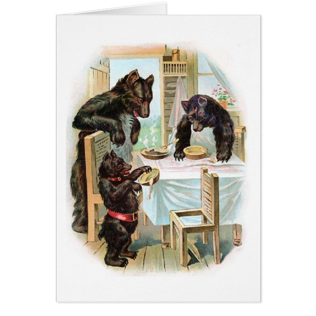 Cartão Três ursos comem o papa de aveia, (Frente)