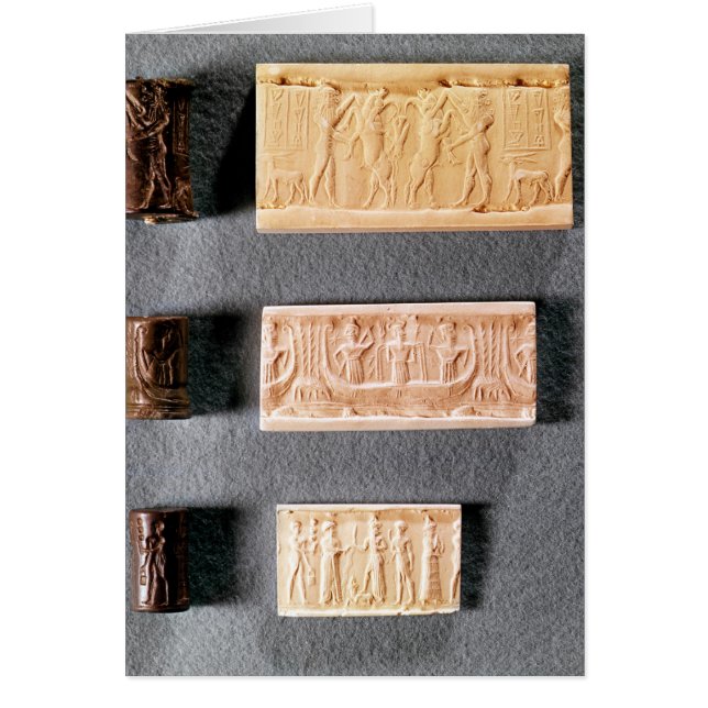 Cartão Três vedações de cilindros com impressões, (Frente)