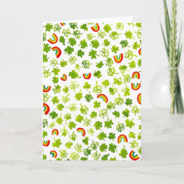 Cartão Trevo de Aguarela & Arcos-íris St Patty's Irlandês