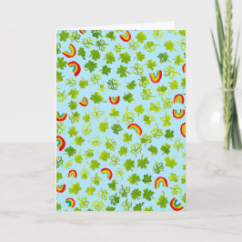 Cartão Trevos de Aguarela & Arcos-íris St Patty's Irlandê