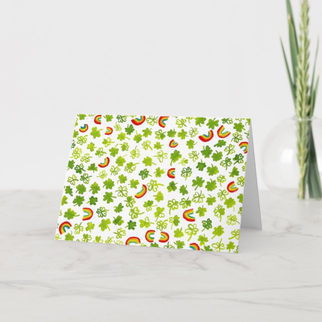 Cartão Trevos e arco-íris PERSONALIZÁVEIS (Frente)