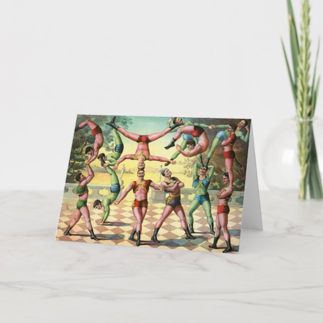 Cartão Treze Homens Fazendo Acrobáticos (Frente)