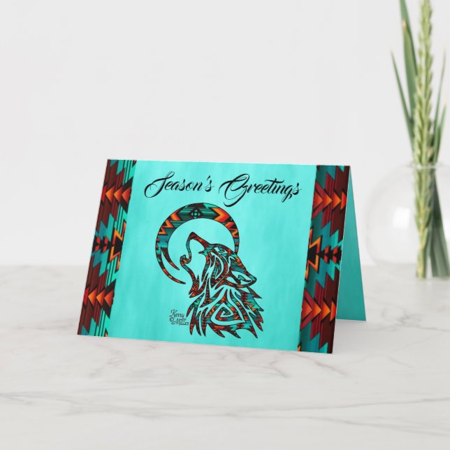 Cartão Tribal de Férias do Lobo (Frente)