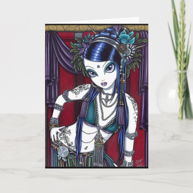 Cartão tribal do dançarino de barriga da fusão de (Frente)