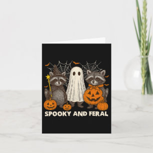 Cartão Tric Ghost Raccoon, Cute Ghost Cute E Feral Hallow