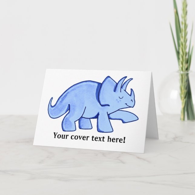 Cartão Triceratops azul (Frente)