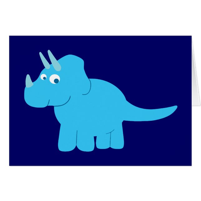 Cartão Tricerátops Azul Dinossauro (Frente Horizontal)