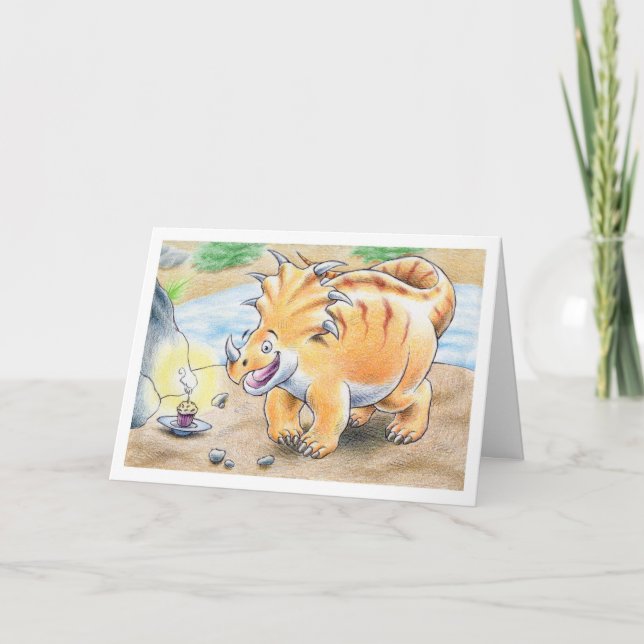Cartão Triceratops do aniversário (Frente)