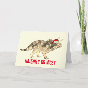 Cartão Triceratops Engraçado Papai Noel Natal Dinossauro 