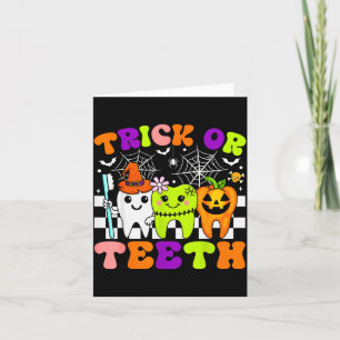 Cartão Trick Or Dentes Roupas De Halloween Dentárias Dive
