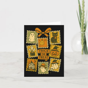 Cartão Trick Or Treat Vintage Halloween Retro Selo Postal