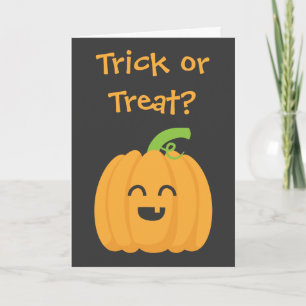 Cartão Trick or Treat with Cute Pumpkin, Happy Halloween
