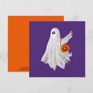 Cartão Trick Ou Tratando Fantasma Com Balde De Doces De A