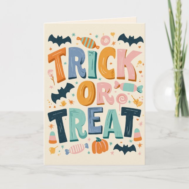 Cartão Trick Ou Tratar O Pastel Halloween (Frente)