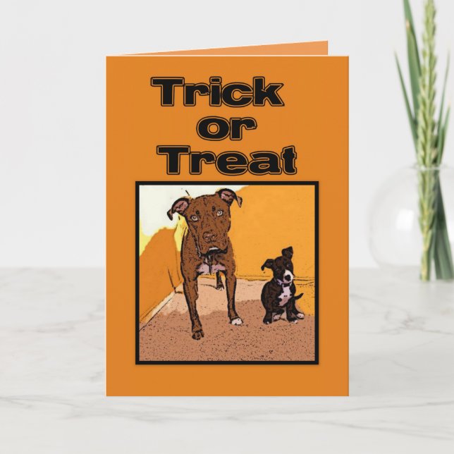 Cartão Trick ou Trate cães de Halloween felizes (Frente)
