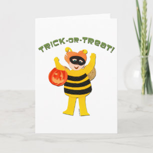 Cartão Trick ou Treine Bumble Bee Costume Halloween