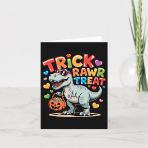 Cartão Trick Rawr Treat Dinossauro Trex Menino de Colo Di