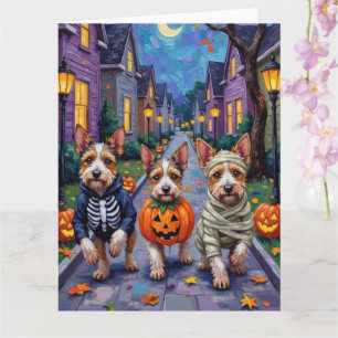Cartão Tricô de Halloween do Biewer Terrier