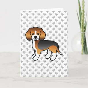 Cartão Tricolor Beagle Cute Cartoon Dog