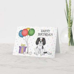 Cartão Tricolor Cavalier King Charles Spaniel - Aniversár