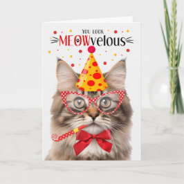 Cartão Tricolor Fluffy Tabby Cat MEOWvelous Aniversário