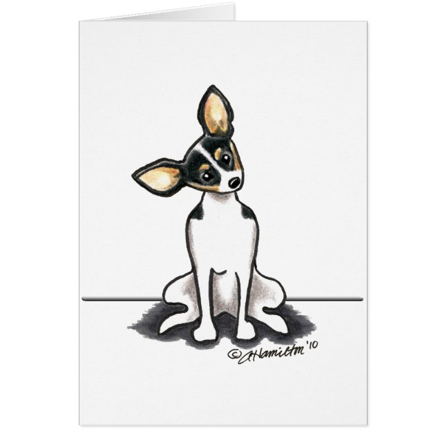 Cartão Tricolor Rat Terrier Sit Bonito (Frente)