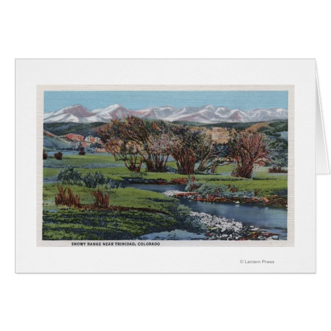 Cartão Trinidad, Colorado - Snowy Range & Valley View (Frente Horizontal)