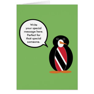 Cartão Trinidad Tobago falando Srta. Falando com Penguin