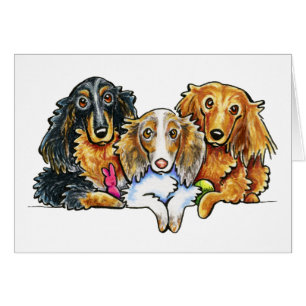 Cartão Trio de cabelos compridos do Dachshund
