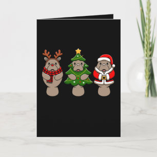Cartão Trio de peixes-boi de Natal Papai Noel Rena Árvore
